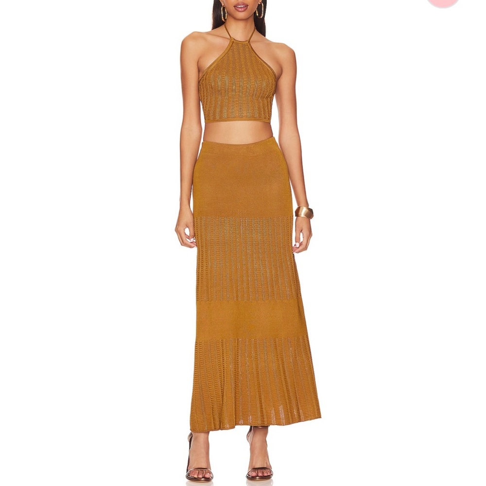 Significant Other Set Hania MIDI Copper Skirt and Crop